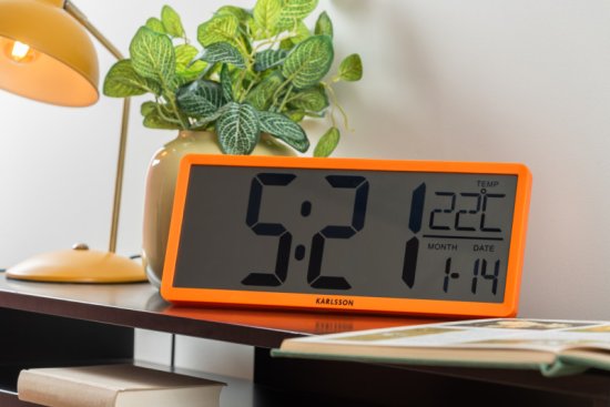 Karlsson Wall/Table Clock Retro LCD - Bright Orange