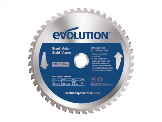 Evolution Mild Steel Cutting Circular Saw Blade 230 x 25.4mm x 48T