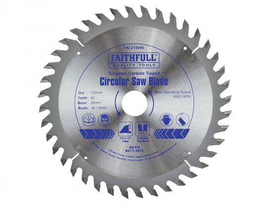 Faithfull TCT Circular Saw Blade 150 x 20mm x 40T POS