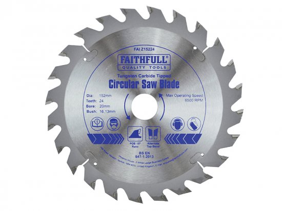 Faithfull TCT Circular Saw Blade 152 x 20mm x 24T POS