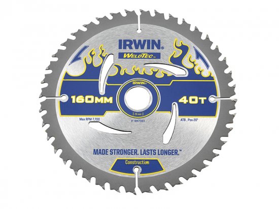 Irwin Weldtec Circular Saw Blade 160 x 20mm x 40T ATB