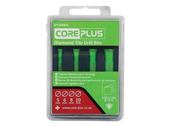 CorePlus DTDM4PC Diamond Tile Drill Bit Set, 4 Piece