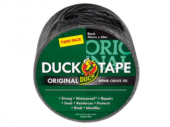 Shurtape Duck Tape Original 50mm x 50m Black (Twin Pack)