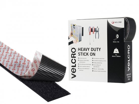 Velcro Brand Heavy-Duty Stick On Tape 50mm x 5m Black