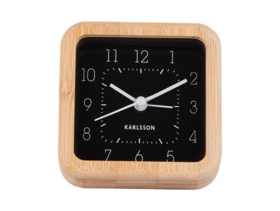 Karlsson Alarm Clock Neat Bamboo Square - Black